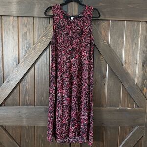 Croft & Barrow Sleeveless Black and Pink Paisley A-Line Dress Size Large